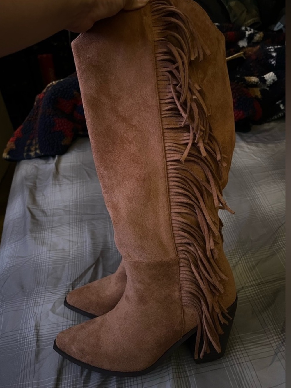 Western Fringe Suede Boots